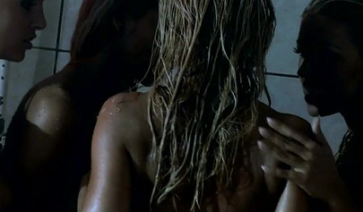 Lesbians get really wet in the shower and lick up on each other's pretty skin