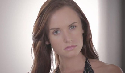 Gorgeous brunette gets blindfolded by her lesbian lover to be licked and dildoed