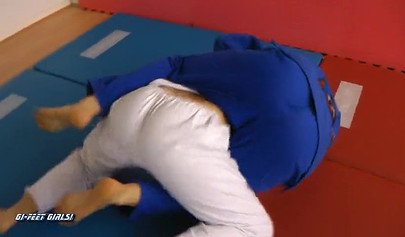 Japanese girls fight in kimonos and practice karate