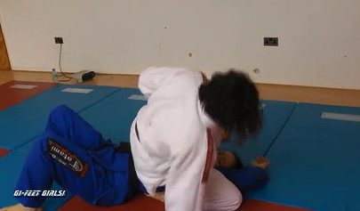 Japanese girls fight in kimonos and practice karate