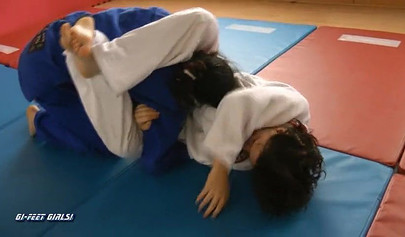 Japanese girls fight in kimonos and practice karate