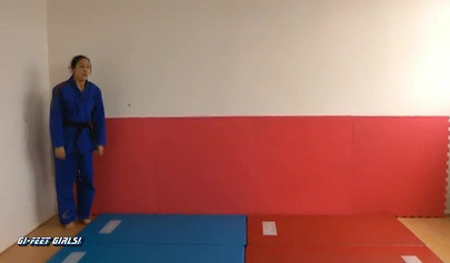 Japanese girls fight in kimonos and practice karate