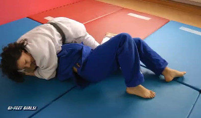 Japanese girls fight in kimonos and practice karate