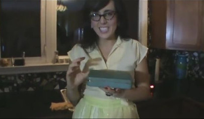 Hypnotized brunette Dixie touches blonde's big breasts