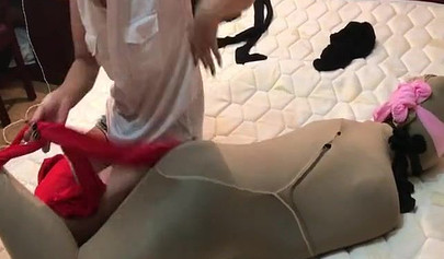 BDSM pantyhose bondage from two hot lesbians