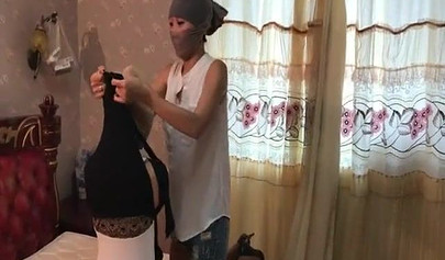 BDSM pantyhose bondage from two hot lesbians