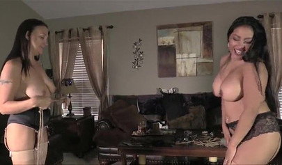 Hot babes practice bondage and BDSM lesbian sex