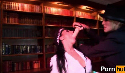 Hot beauties are having lesbian sex in uniform at a BDSM party