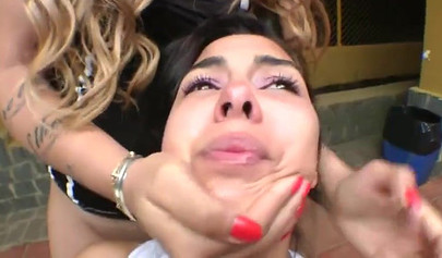 A slave licks the heel from shoes and  her mistress's pussy