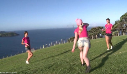 Kala Ferard, Little Caprice, Melissa Mendiny play by the pool