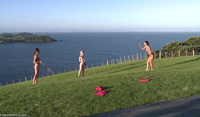 Kala Ferard, Little Caprice, Melissa Mendiny play by the pool