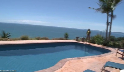 Kala Ferard, Little Caprice, Melissa Mendiny play by the pool