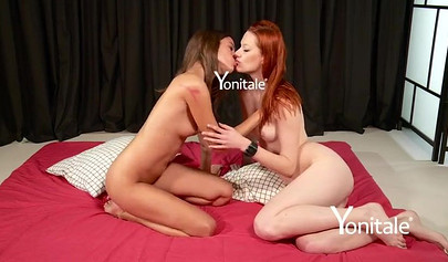 Redhead babe has oral sex with nice brunette in 69 position