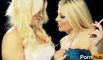 Glamorous blonde MILFs in sexy stockings are smoking