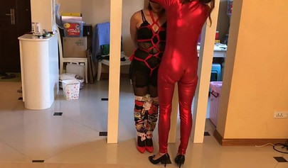 Asian girl is enjoying a bondage with her mistress