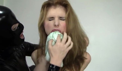 Tied up girls obey mistress in latex - compilation