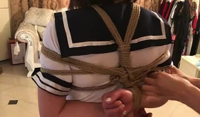 Chinese femdom scarf bondage for a college girl