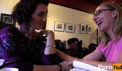 Amateur MILFs with hairy pussies finger each other in gloves