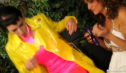 Hot and sexy girls shampooing with each other and undressing