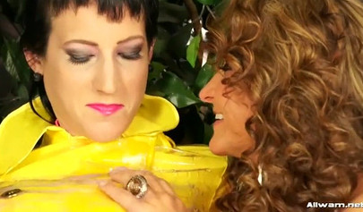 Hot and sexy girls shampooing with each other and undressing