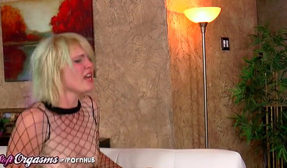 Horny beauties in fishnet outfit love passionate sex