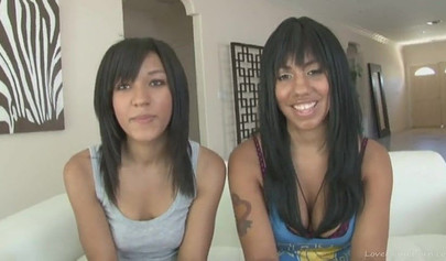 Ebony lesbians having fun and eating shaved pussies