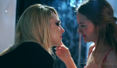Blonde and cute brunette start going down on each other and licking those pussies