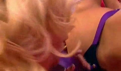 Playful lesbians love using a huge strapon to fuck their wet pussies into orgasms