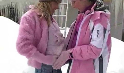 Playful lesbos get turned on for each other and fuck to orgasm in the snow outside