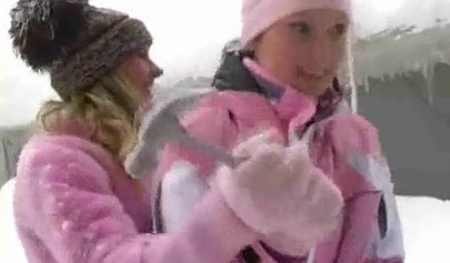 Playful lesbos get turned on for each other and fuck to orgasm in the snow outside