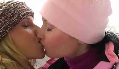 Playful lesbos get turned on for each other and fuck to orgasm in the snow outside