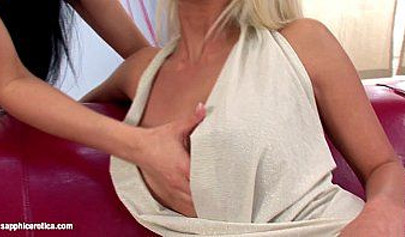 Luscious blonde lesbian enjoys having a girlfriend to lick and finger each other