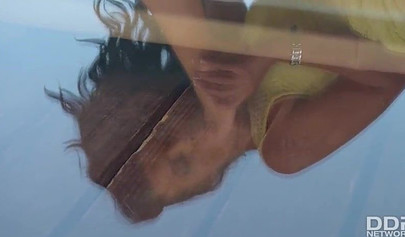 Athina and Vicky practice foot fetish outdoors