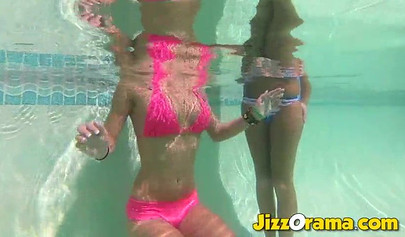 Two hot lesbian cousins satisfy each others by the pool