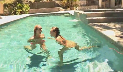 Blonde and brunette enjoy hot lesbian sex on the couch