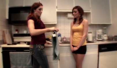 Crazy pussy licking with redhead hotties in the kitchen