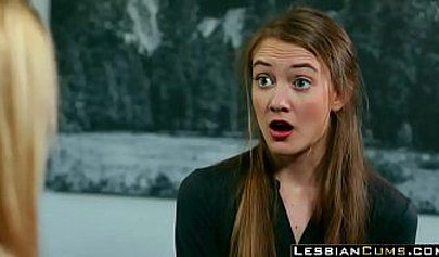 Sweet blonde babes enjoy pussy licking in a dark room