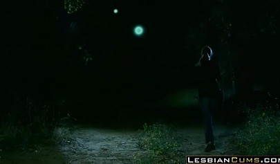 Sweet blonde babes enjoy pussy licking in a dark room