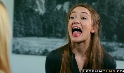 Sweet blonde babes enjoy pussy licking in a dark room