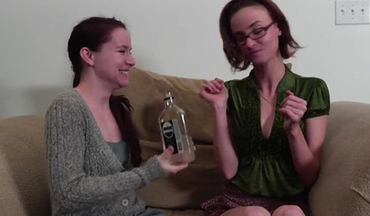 Lesbian threesome with horny babes on the couch