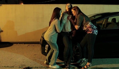 Hot chicks get horny in a car park and lick each other's pussy