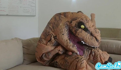 Bootylicious latina teen gets fucked by T-Rex dinosaur