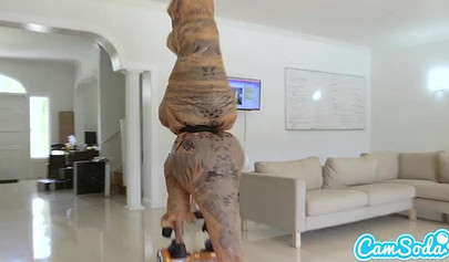 Bootylicious latina teen gets fucked by T-Rex dinosaur