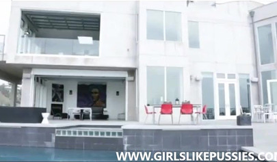 Blonde and brunette enjoy lesbian oil massage