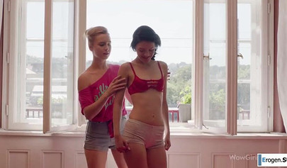 Alicia is giving Annie her first lesbian experience