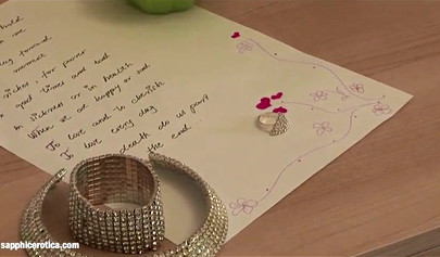 Seduced bride has nice sex with a horny brunette