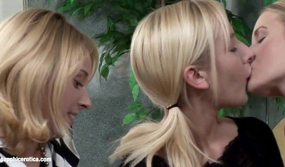 Three nice blondes lick feet and nipples in the bedroom