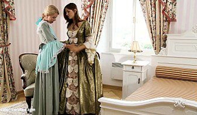 Great lesbian sex with adorable beauties outdoors