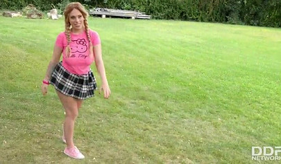 Exotic lesbians Luna Amor & LiLy Madison worship each other's natural tits outdoors