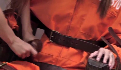 Female inmate gets stripped and fucked while sitting in the electric chair
